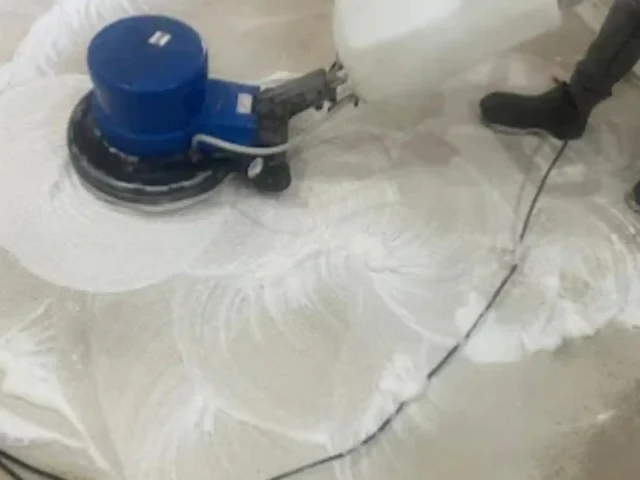 Once off carpet cleaning service in progress