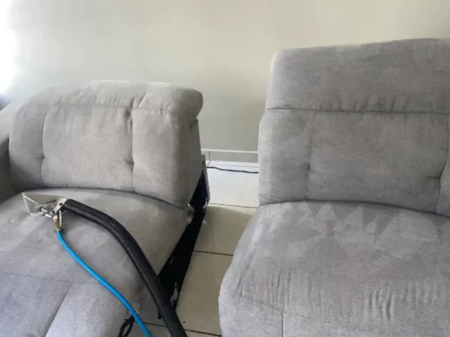 Upholstery cleaning of a fabric couch