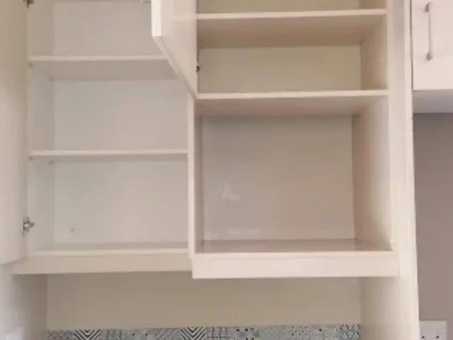 Professionally cleaned kitchen surfaces and cupboards